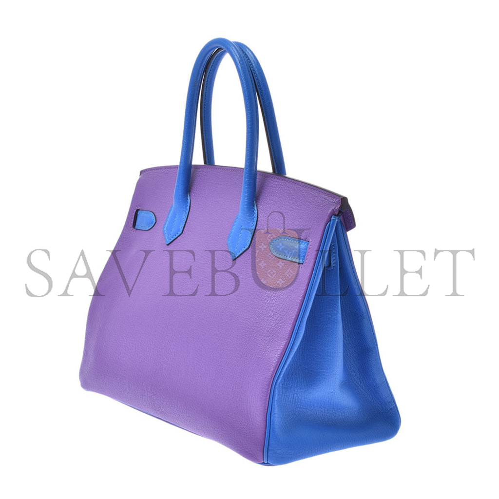 HERMÈS BIRKIN 30 TOGO LEATHER ANEMONE PURPLE WITH ELECTRIC BLUE GOLD BUCKLE BAG 800000091270000 (30*23*15cm)